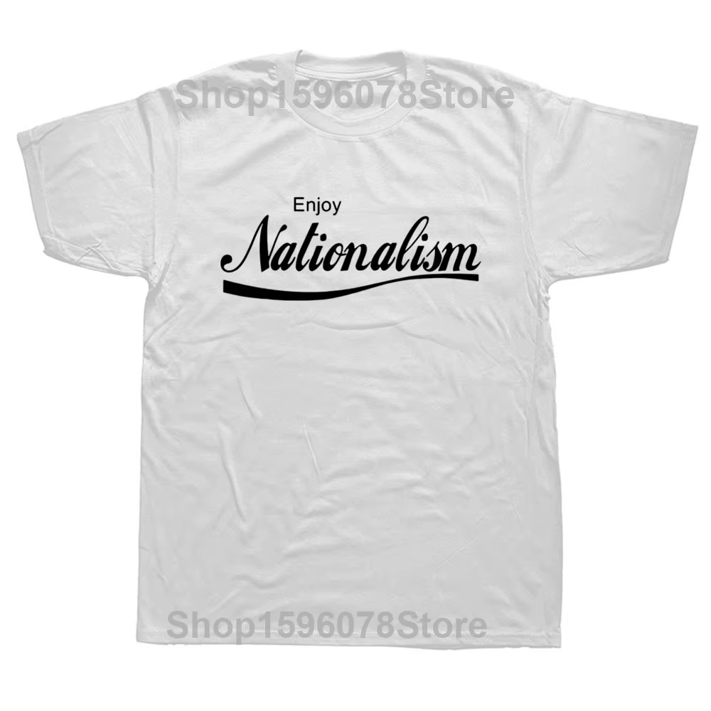 T-shirt à manches courtes et col rond pour homme, Streetwear, humoristique, avec image de "Enjoy nat