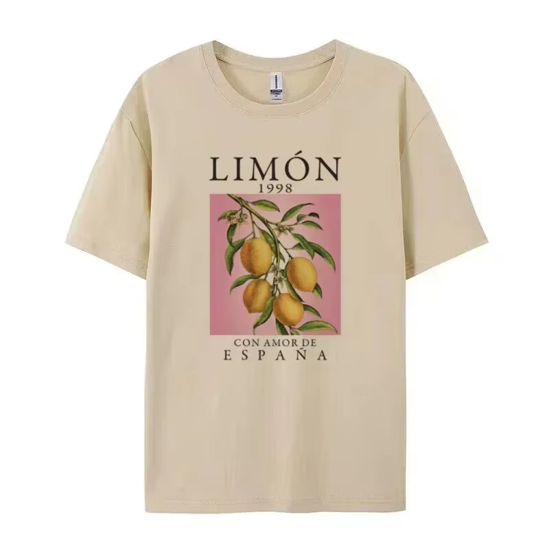 Citron Fruit imprimé T-Shirts coton femmes graphique hauts Vintage esthétique botanique Streetwear c