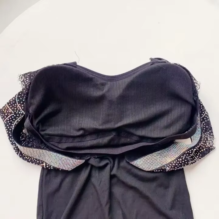 Débardeur rembourré sans manches pour femme, bling-bling, pierres précieuses, bling-bling, top sexy
