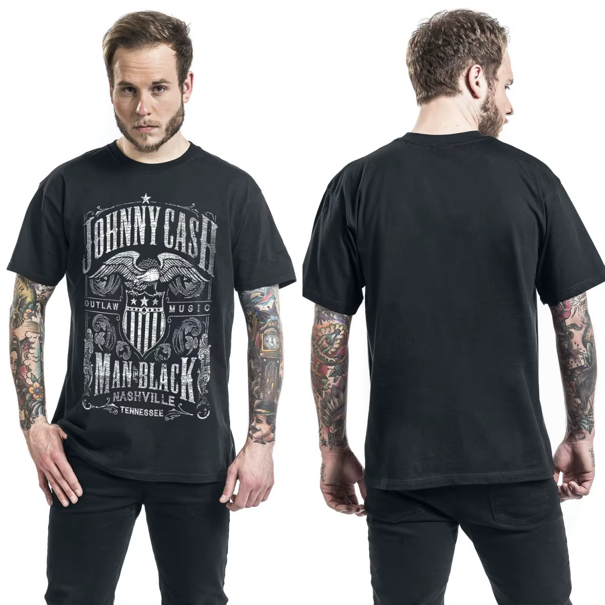 T-shirt en coton avec motif Johnny Cash, unisexe, manches courtes, marque de mode, tee-shirt de luxe
