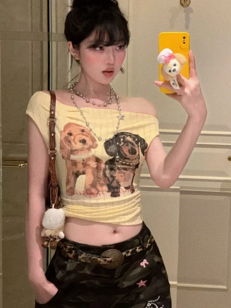 T-shirts courts hauts Sexy vêtements pour femmes imprimé chien t-shirts mignons mode été Camisetas é