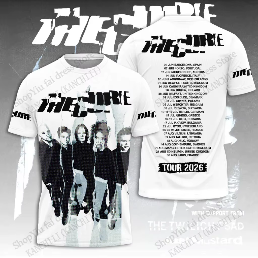 Nouveau T-shirt imprimé 3D du groupe rock The Cure Tour, mode homme femme, hip hop, coupe oversize,