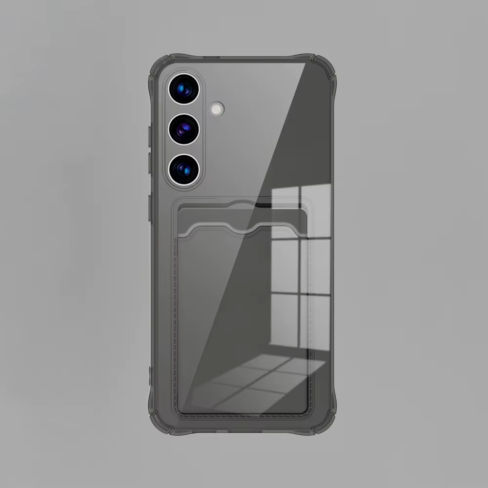 Étui en silicone transparent avec fente pour carte pour Samsung Galaxy S26 S25 Edge S24 S23 S22 S21 