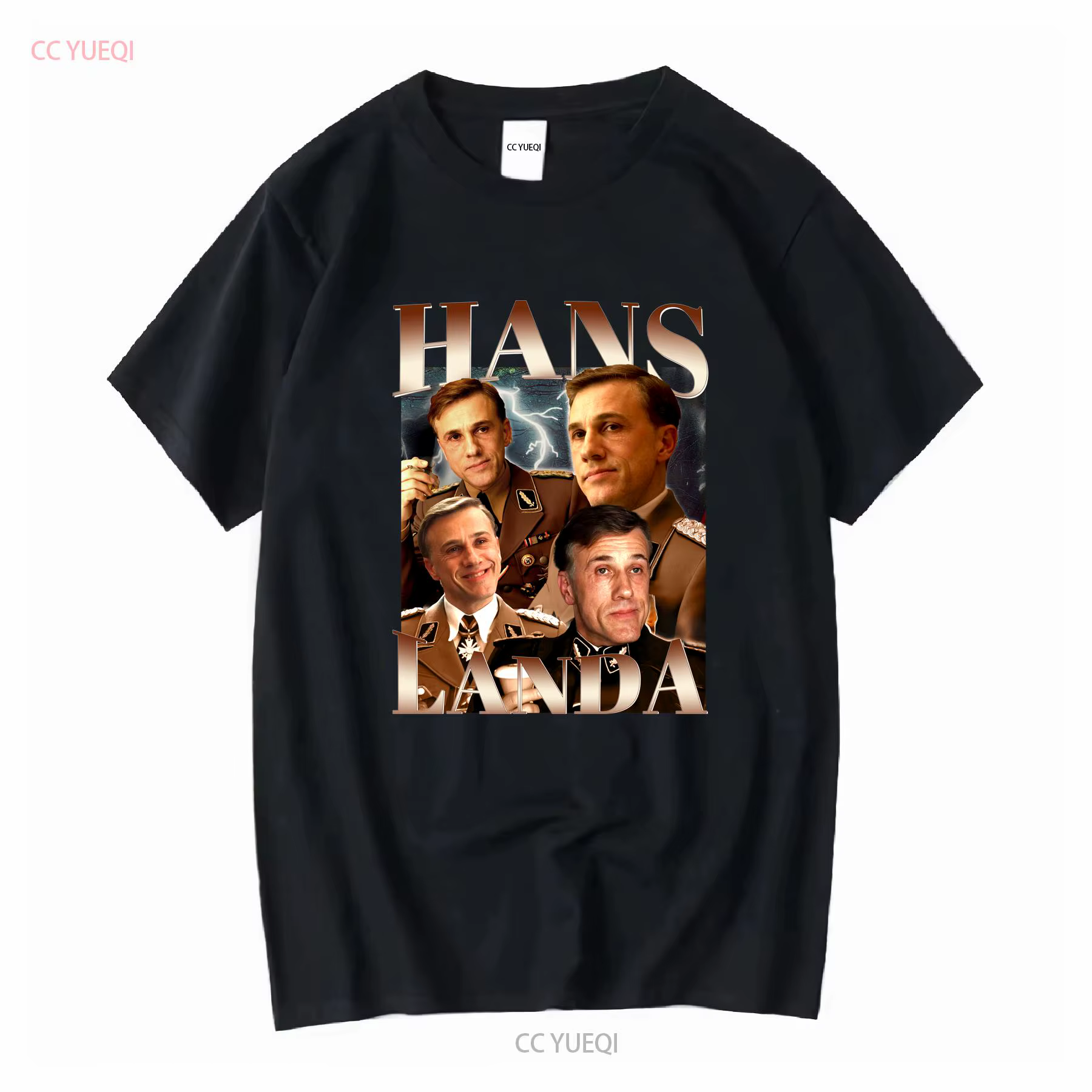 HANS LANDA T-shirt rétro Christoph Waltz Vintage Fan Cl vintage Lavé Confortable Mode Unisexe homme 