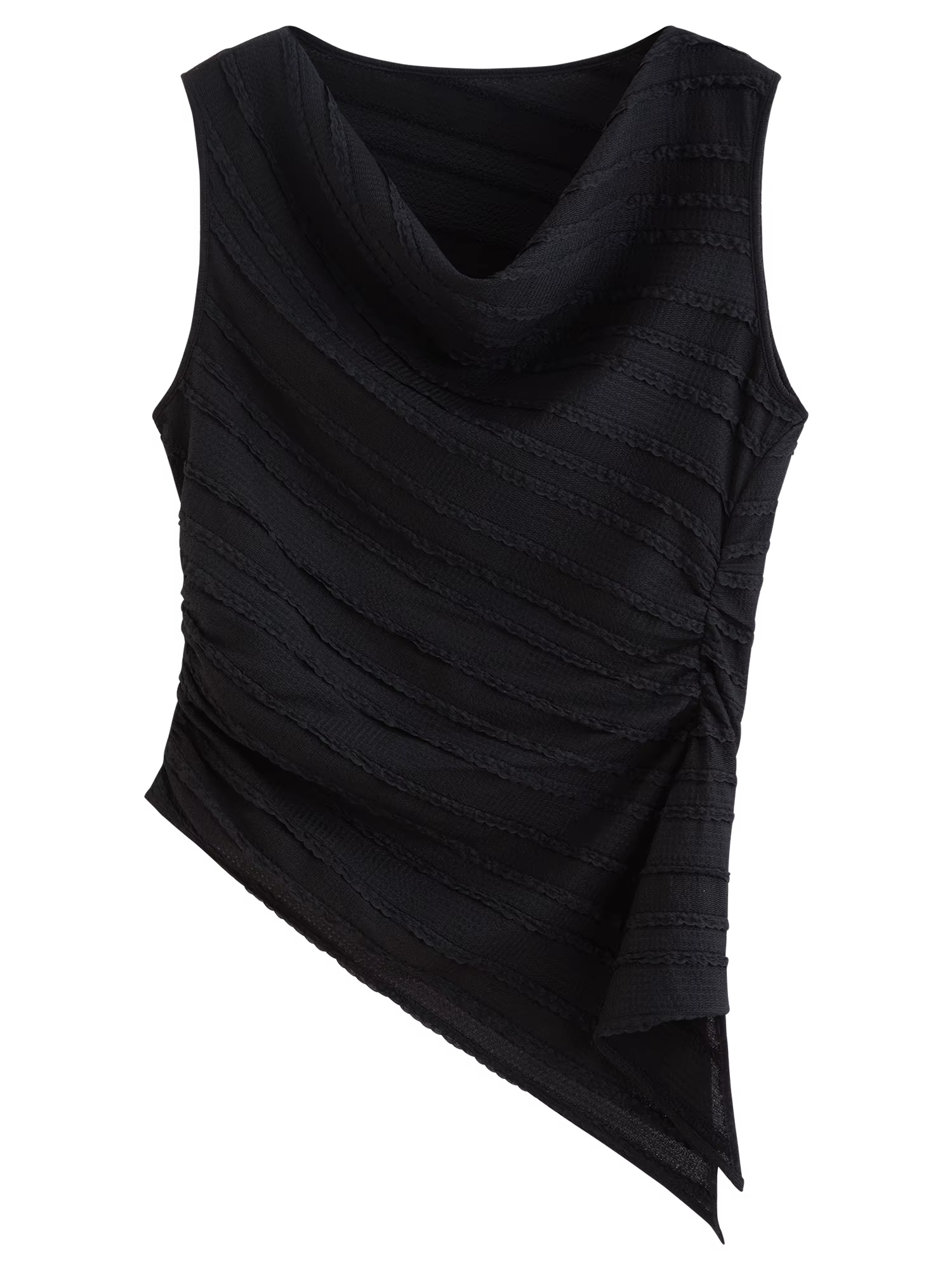 DUSHU Haut décontracté plissé sans manches à col bénitier pour femme | Nouvelle Collection Été 202