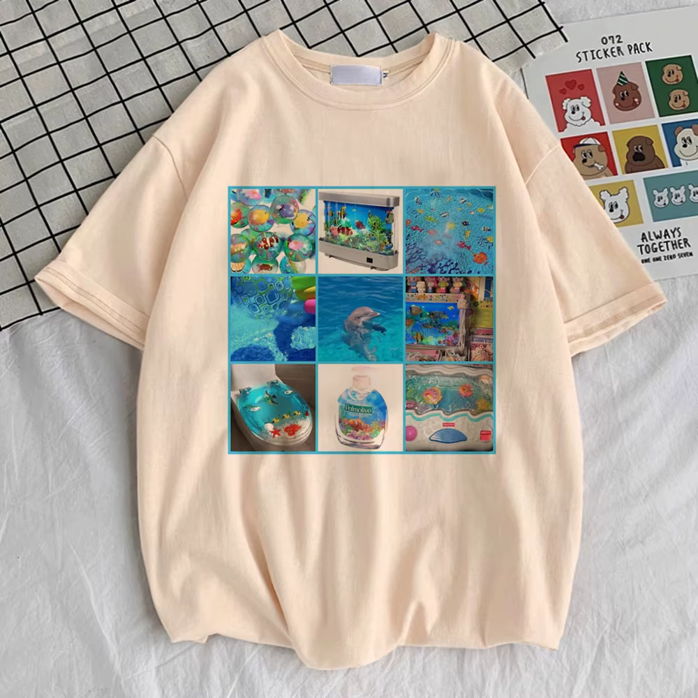 Frutiger Aero top t-shirts femmes kawaii Y2k graphique coloré Punk t-shirt confortable coloré Y2k Gr