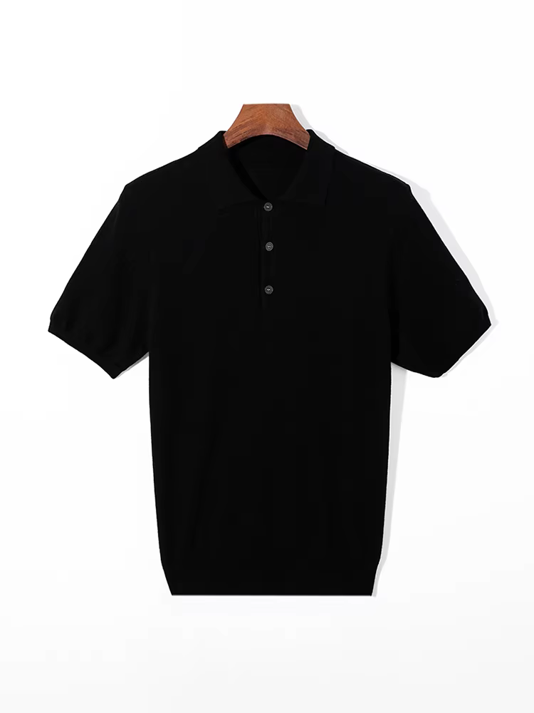 Polo à manches courtes pour hommes, haut élégant, t-shirt tricoté, pull d'affaires décontracté en mé
