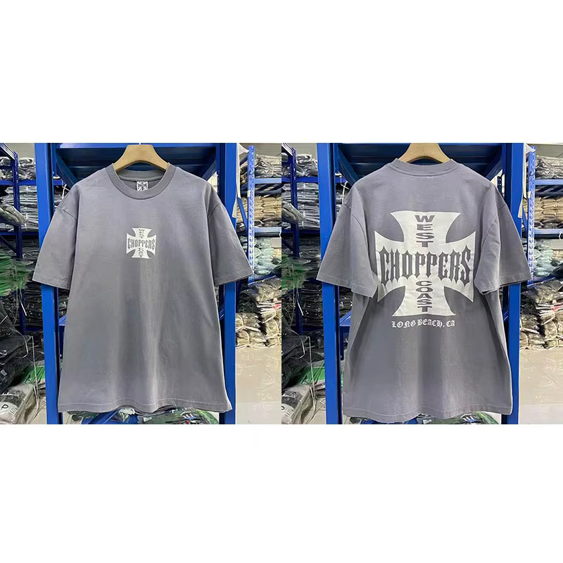 T-shirt West Coast Choppers style Wasteland, délavé, coupe ample, imprimé vintage, manches courtes, 