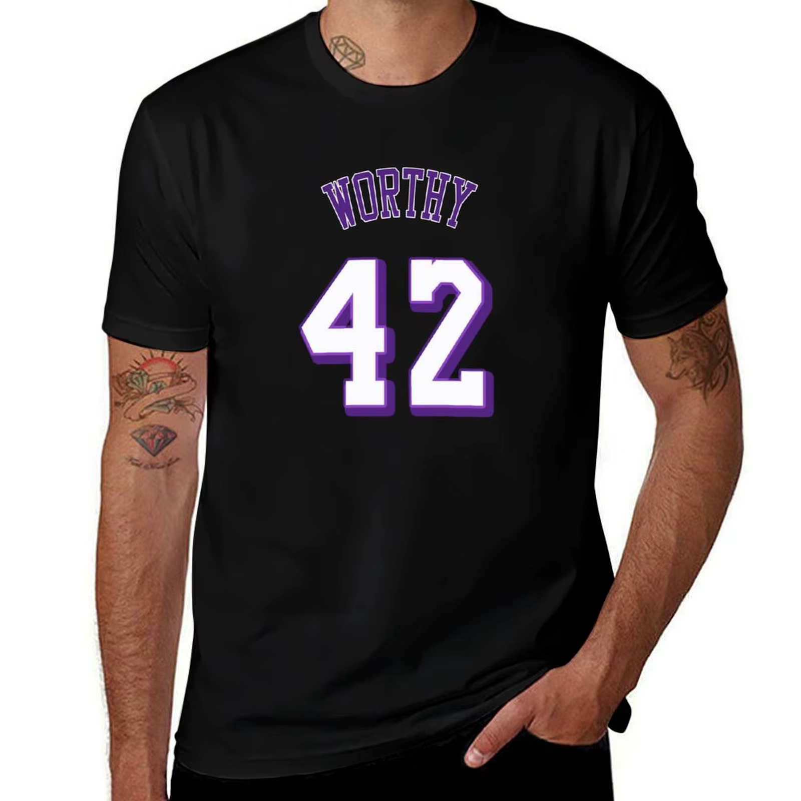 T-shirt James Worthy, décontracté, à la mode, imprimé