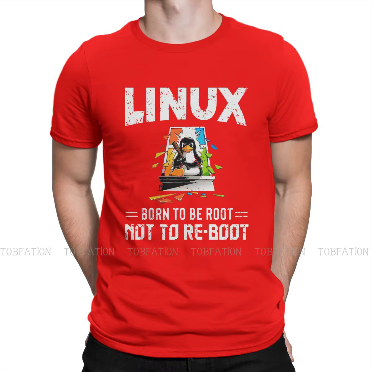 Linux Born to Be Root Not To Reboot Unique T-Shirt, GNU, Minix, Unix, Confortable, Nouveau Design, C