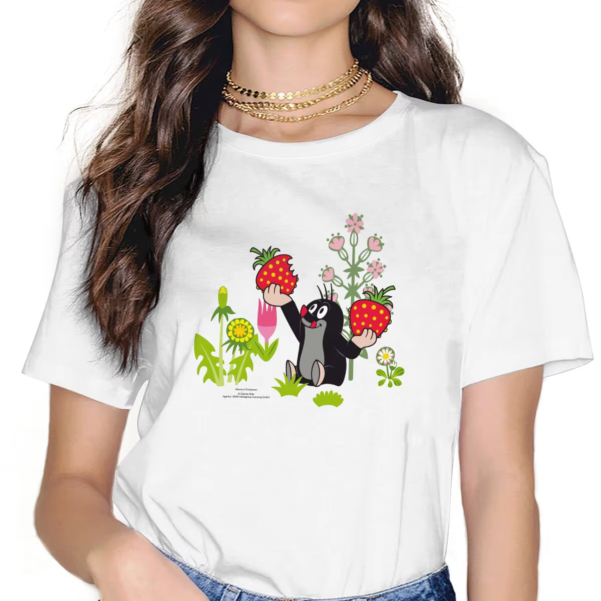 T-shirt Anime Krtek pour femme, The Mole, Maulwurf, Erdbeeren, Zones Me Clothes, Unisex Blusas T Shi