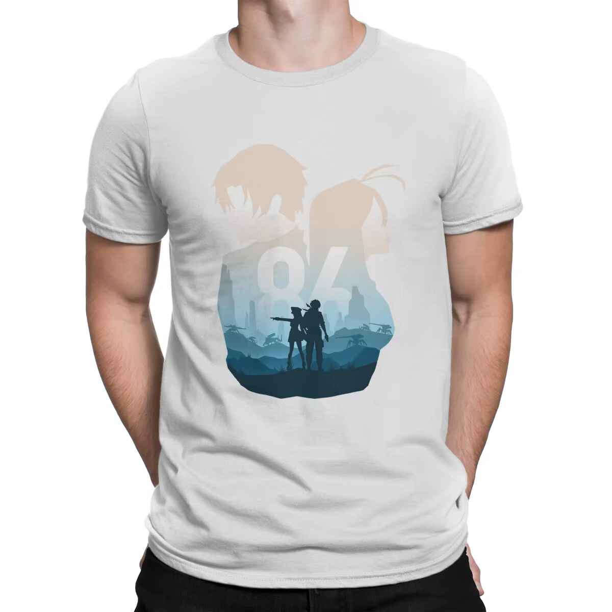 T-Shirt à Manches Courtes et Col Ras du Cou en Coton pour Homme, Vêtement Essentiel avec Paysage Amu