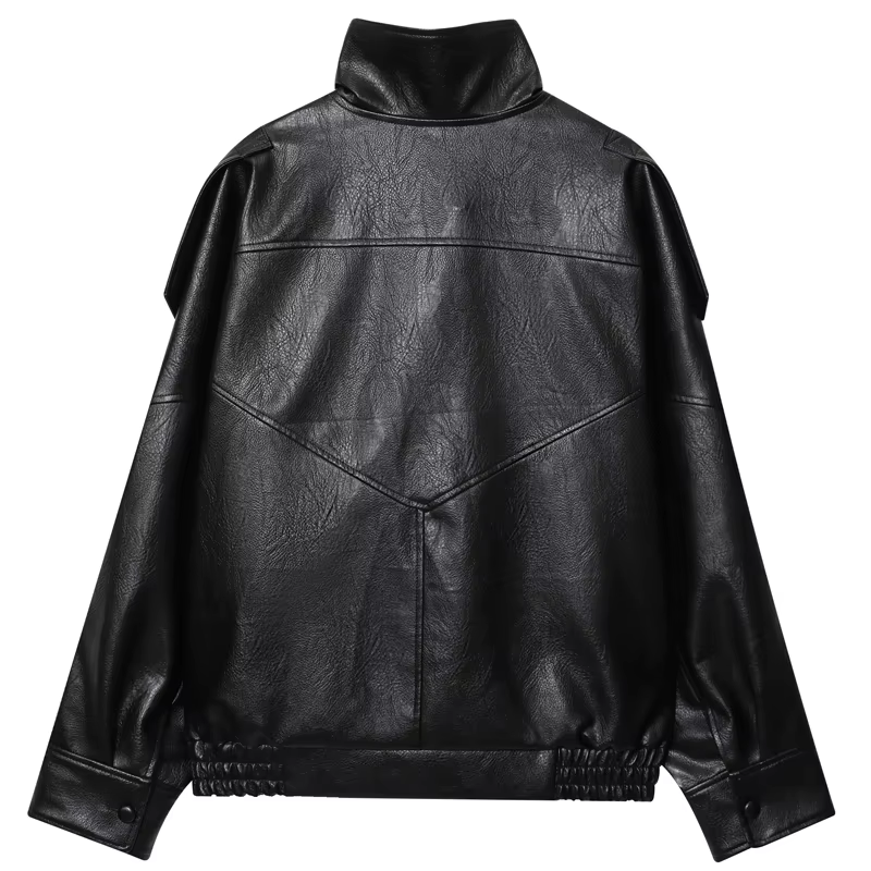 HXAO femmes vestes noir veste en simili cuir femme 2025 asymétrique à manches longues vêtements d'ex