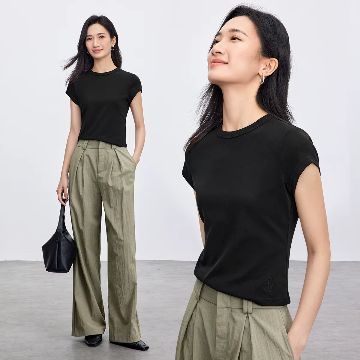 T-shirt à manches courtes pour femme SENTUBILA, collection Printemps-Été 2026, broderie tendance, tr