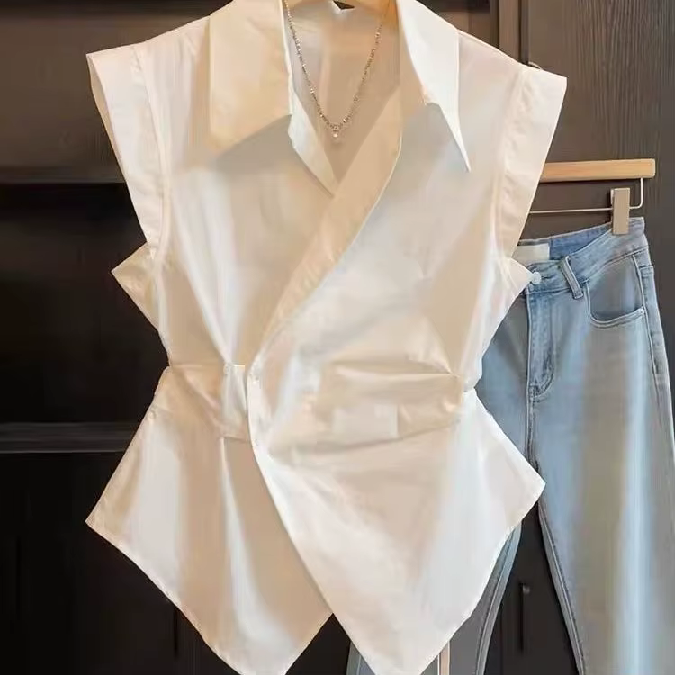 Chemise blanche à col Polo pour femmes, nouvelle collection été 2021, haut de gamme et polyvalente, 
