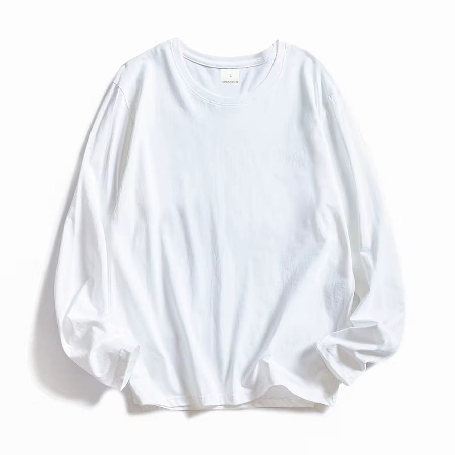 WAVLATII femmes col rond à manches longues t-shirts dame blanc couverture en coton femme doux t-shir