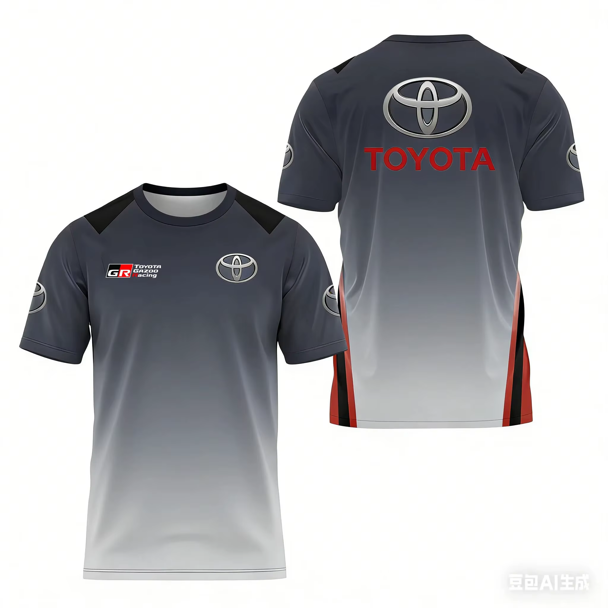 T-shirt à manches courtes et col rond pour homme Toyota GR GAZOO Racing, vêtements de course respira