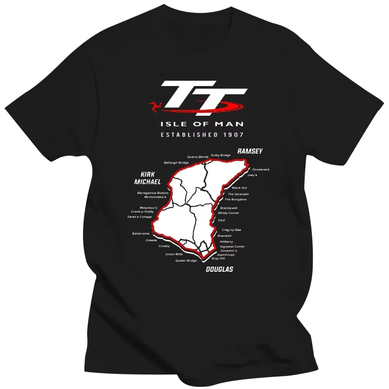 T-shirt Cool Isle of Man TT Map, pur coton naturel, agréable