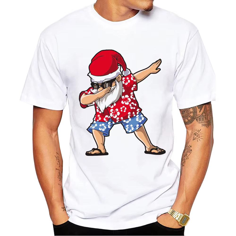 TEEHUB-T-shirt de Noël à manches courtes pour hommes, Économie College joyeux Noël, Économie de spor