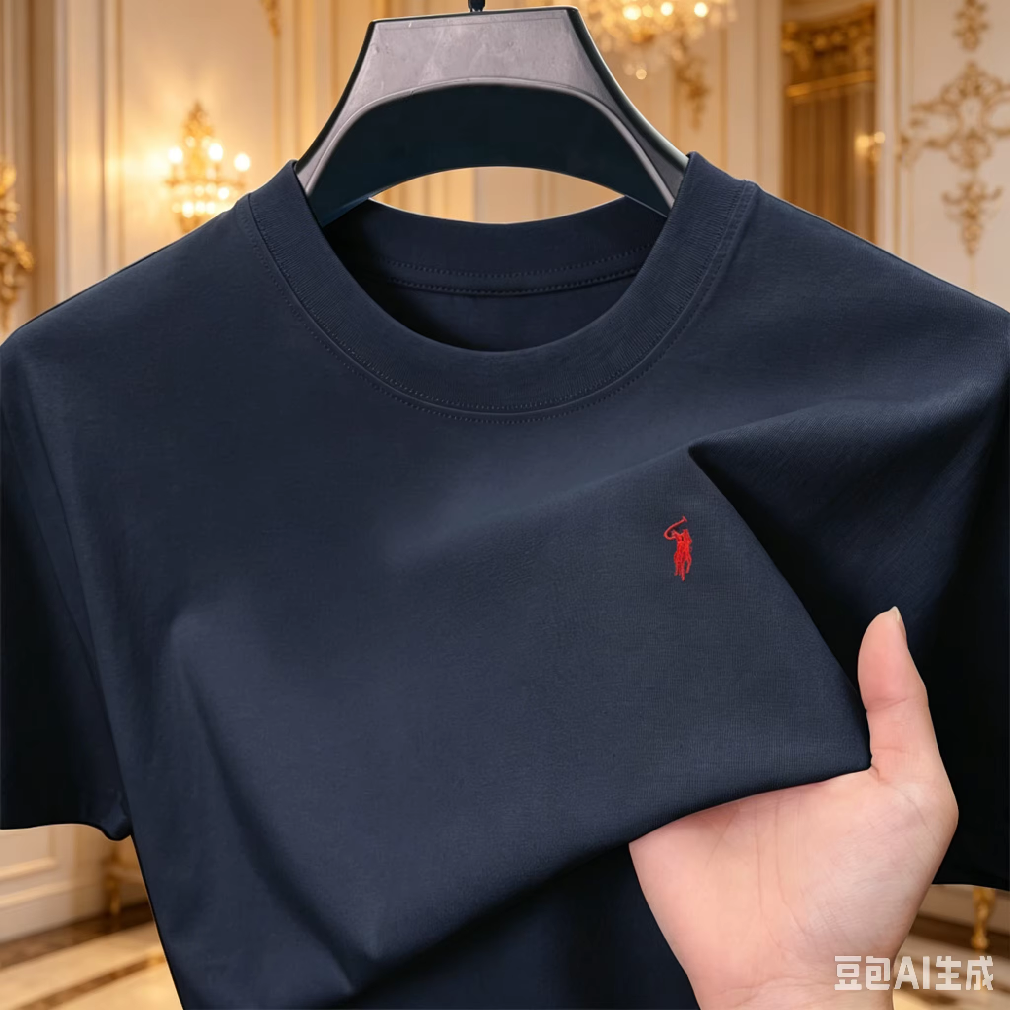 T-shirt basique à col rond pour homme – 100 % coton, doux et confortable, logo cheval brodé, tee-shi