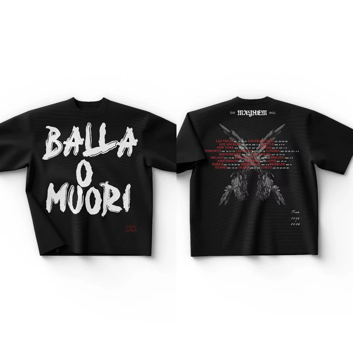 T-shirt graphique Y2K à manches courtes imprimé avec les lettres Lady Gaga, surdimensionné, de haute