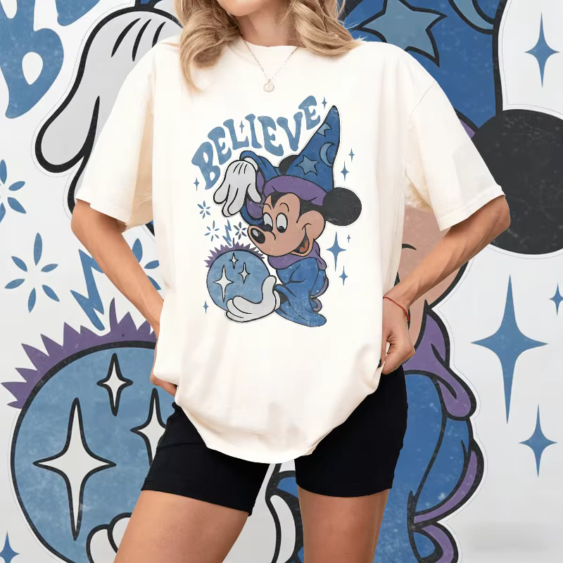 T-shirt Disney rétro Mickey Fantasia, confort classique, T-shirt Sorcerer Mickey pour les voyages à 