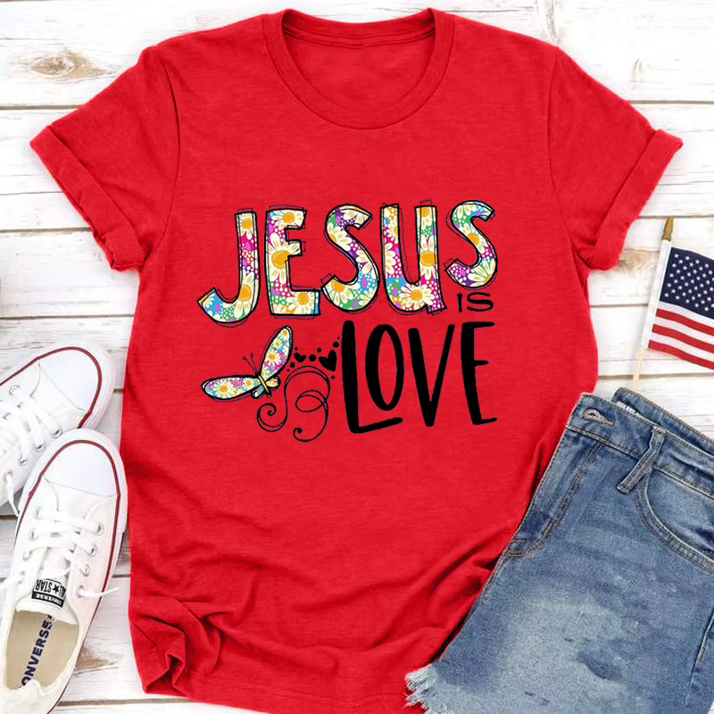 Jésus amour imprimer femmes t-shirt à manches courtes col rond lâche femmes t-shirt dames t-shirt ha