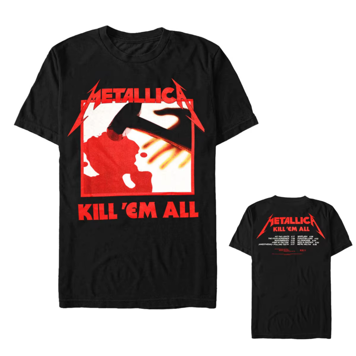 T-shirt en coton avec image de la chanson Kill 'Em All des Metallica, pour hommes et femmes, Streetw