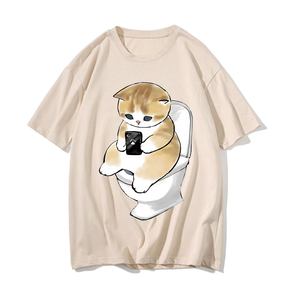 T-shirt à manches courtes et col rond pour hommes, chaton mignon, jeux de chat College, tendance de 