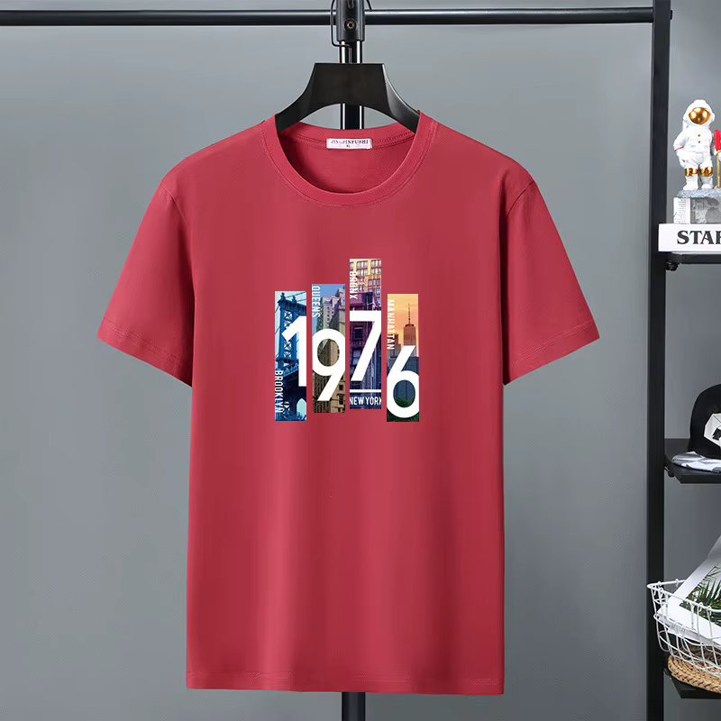 T-shirt rouge pour hommes, en coton, grande taille 10XL 12XL, manches courtes, avec lettres imprimée