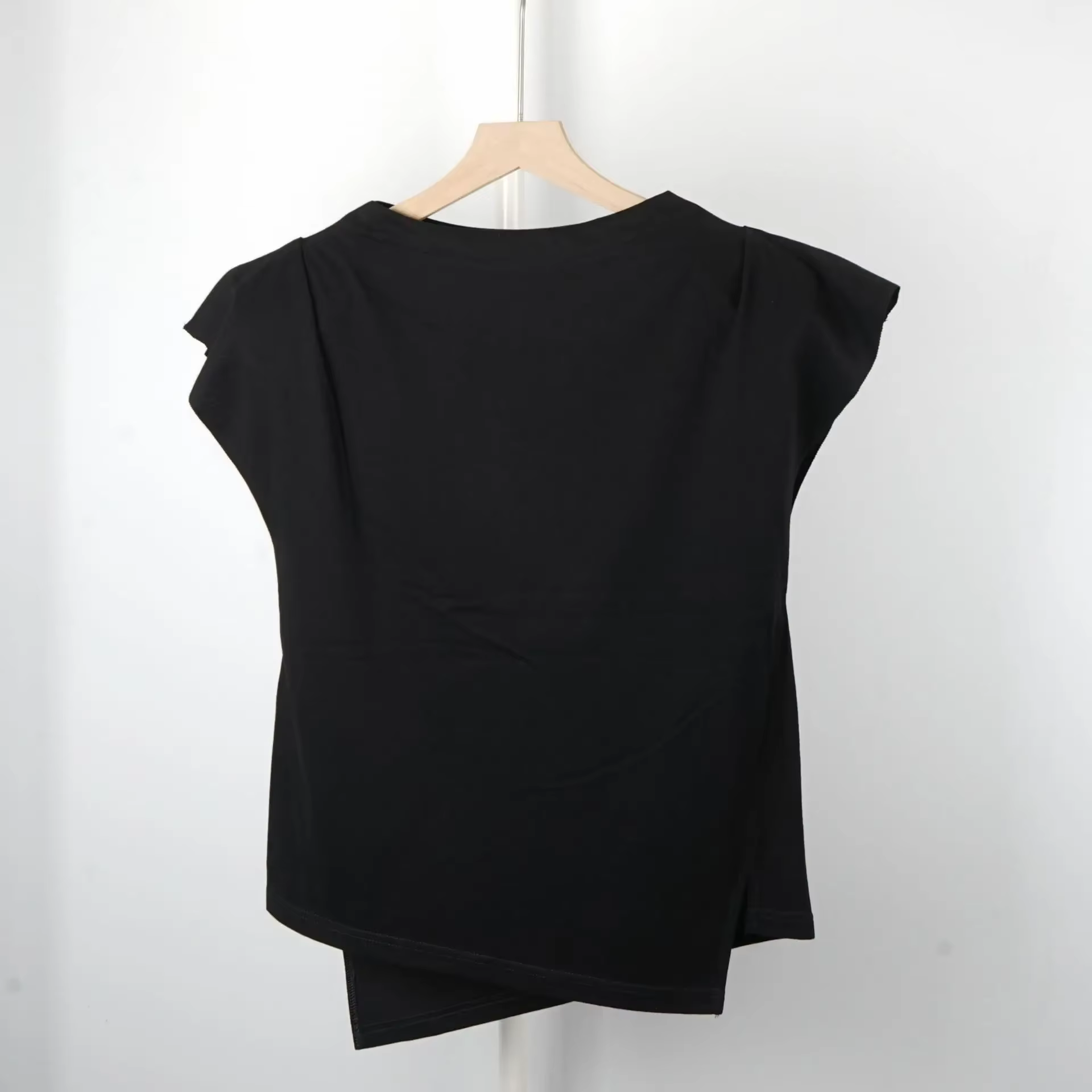 T-Shirt à manches volantes pour femmes, épaulettes amovibles, mode col rond, été dames, Slim, blanc 