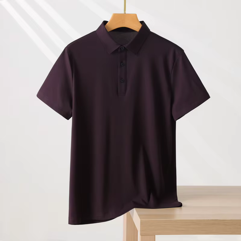 T-shirt Polo Homme Couleur Unie Manches Courtes Été Décontracté Ample Tendance Laisel Modal Tricoté