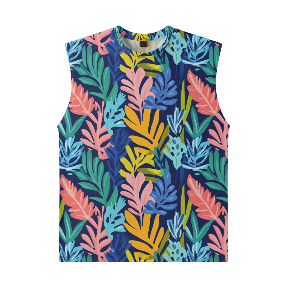Débardeur sans manches pour hommes, dégradé de lumière du soleil, feuille de Jungle, couleur, vêteme