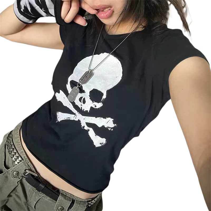 T-Shirt manches courtes pour femmes, Streetwear, estival et décontracté, Vintage, Grunge, Y2k, Slim,