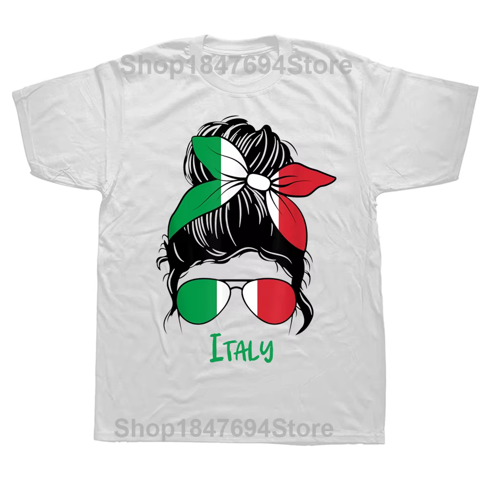 Fille italienne drapeau italien t-shirts graphique coton Streetwear à manches courtes cadeaux d'anni