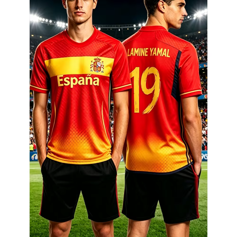 T-shirts d'été pour hommes, T-shirt en jersey espagnol avec imprimé drapeau espagnol, T-shirt respir