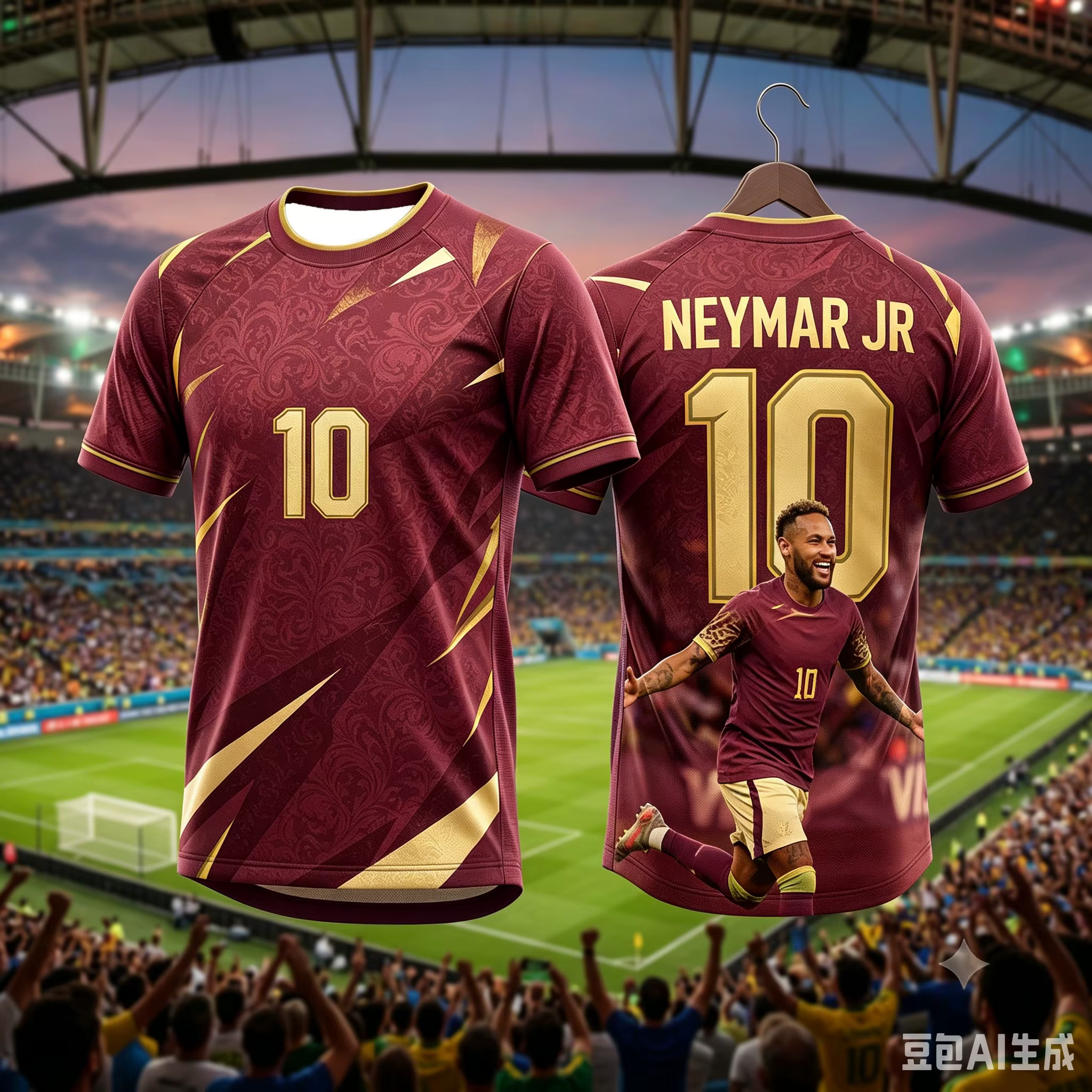 T-shirt de football du Brésil Neymar # T-shirt d'entraînement respirant à séchage rapide avec motif 