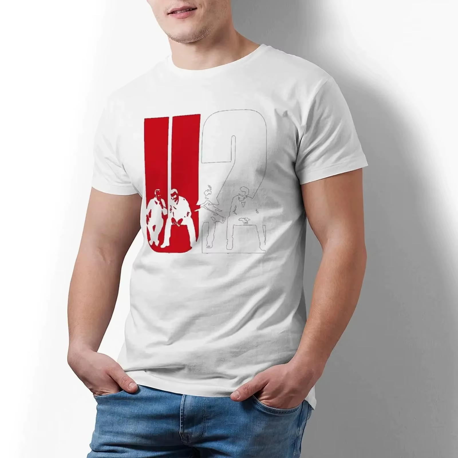 T-shirt imprimé pour hommes, vêtements vintage, streetwear décontracté, groupe de rock irlandais, de