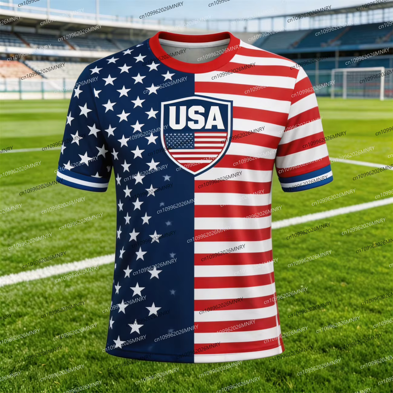 T-shirt Homme 2026 avec Emblème Drapeau Américain, Maillot de Football Américain, Vêtements pour Hom
