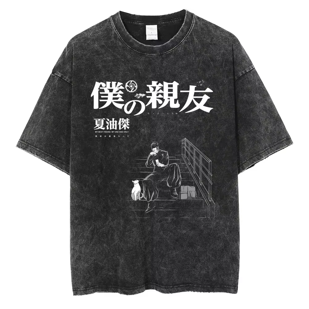 T-shirt imprimé drôle Satoru Gojo et Geto Suguru, Anime Jujutsu Kaisen, T-shirt en coton pour hommes