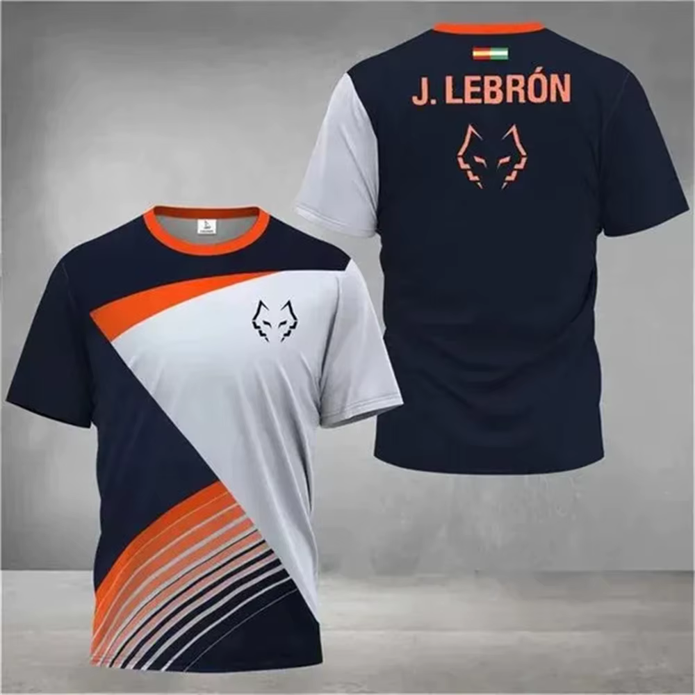 Été nouveaux hommes badminton et tennis de table dégradé rayé imprimé respirant col rond T-shirt en
