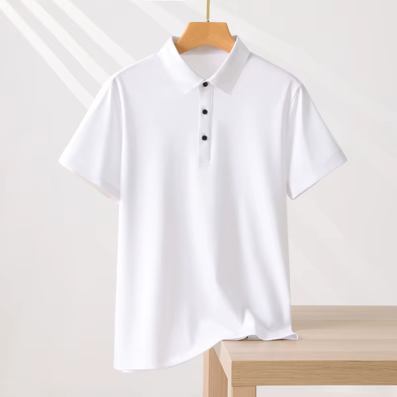 T-shirt Polo Homme Couleur Unie Manches Courtes Été Décontracté Ample Tendance Laisel Modal Tricoté