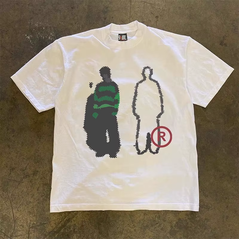 Mode Y2K Hiphop imprimé 100% coton hommes femmes T-shirt été automne quotidien Sports de plein air f