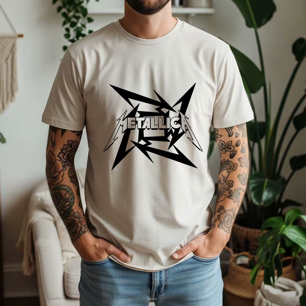 T-shirt Metallica 100% coton, style rock punk heavy metal, coupe ample, respirant, manches courtes