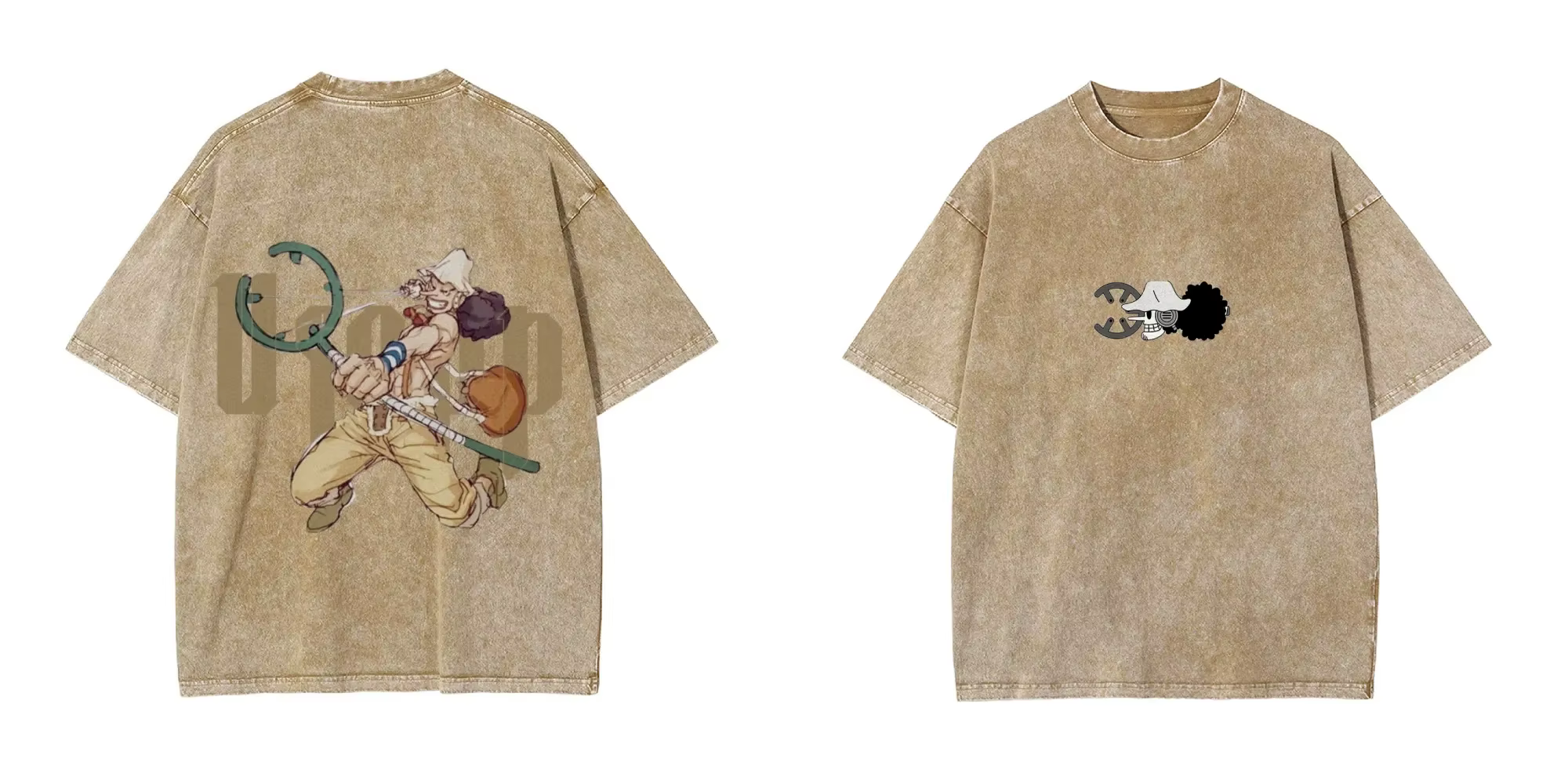 2026 une pièce Usopp Sniper King rétro lavé T-shirt chapeau de paille groupe Marksman vieux ample An