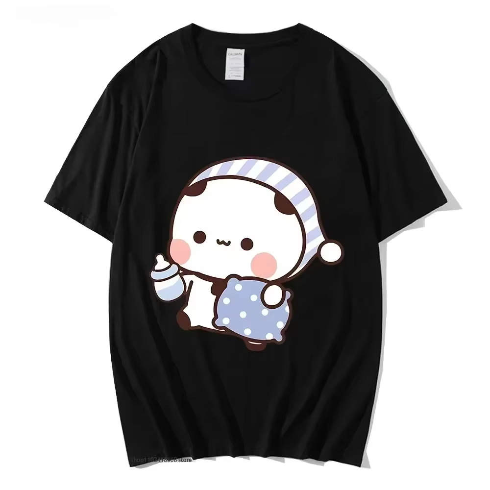 Couple t-shirt mignon BuBu Panda va dormir avec DuDu ours graphique t-shirt femmes vêtements manches