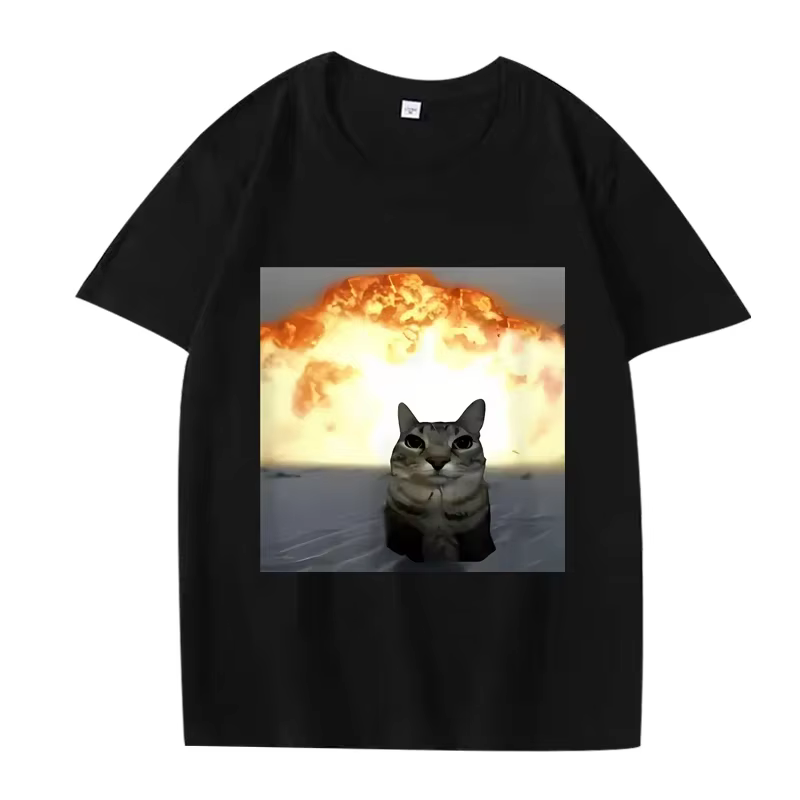Fantaisie chat Explosion graphique t-shirt femmes drôle à manches courtes été impression haut pour f