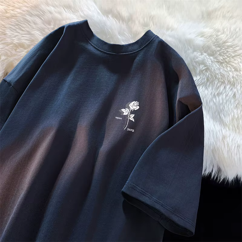 Nouveaux T-shirts d'été 2026 pour hommes à imprimé rose, hauts graphiques lettrés jeunesse, style ré