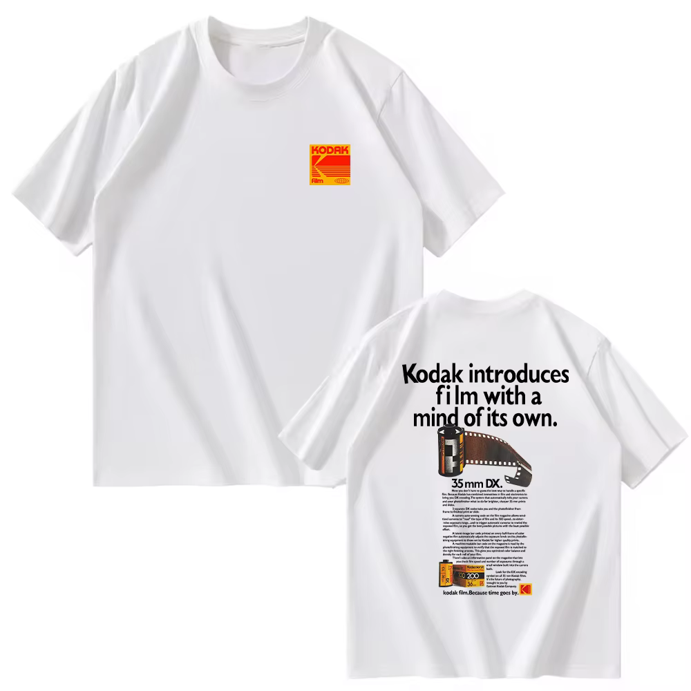 Kodak été marque mode tendance 100% pur coton hommes T-shirt sport quotidien rue décontracté absorba
