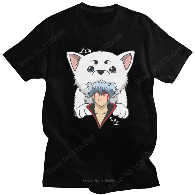 Kawaii Gintama Gintoki Sakata T-shirt pour manches courtes Sadaharu T-shirt graphique Anime Manga T-
